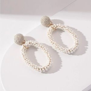 Bead oval drop earrings